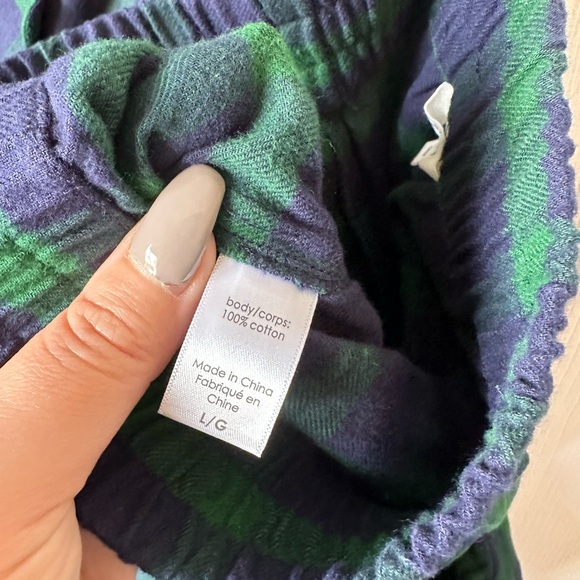 Eberjey Mens Flannel Long PJ Set Windowpane Plaid True Navy Sz.L - Picture 7 of 12